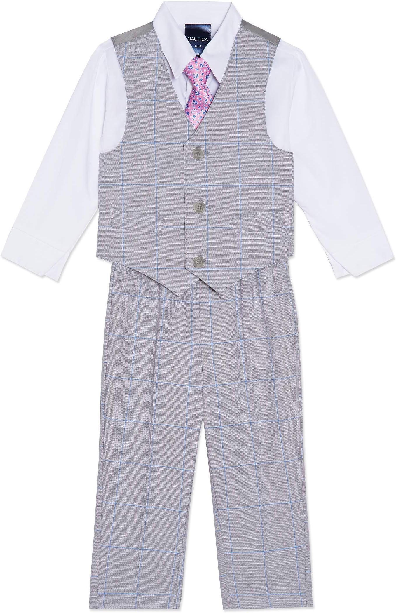 Nautica Baby Boys' 4-Piece Set with Dress Shirt, Vest, Pants, and Tie