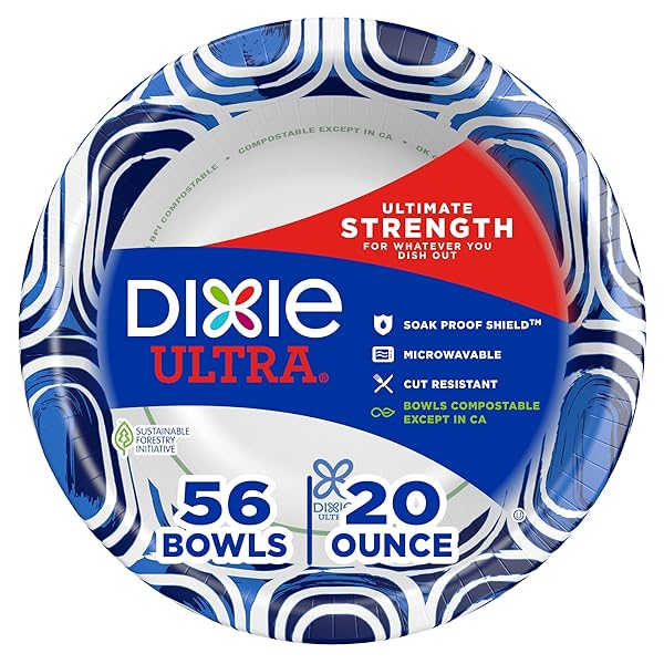 DIXIE ULTRA, LARGE PAPER BOWLS, 20 OZ, 56...