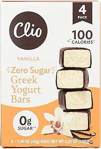 Clio Zero Sugar Vanilla Yogurt Bars 4 Count, 5.93 OZ