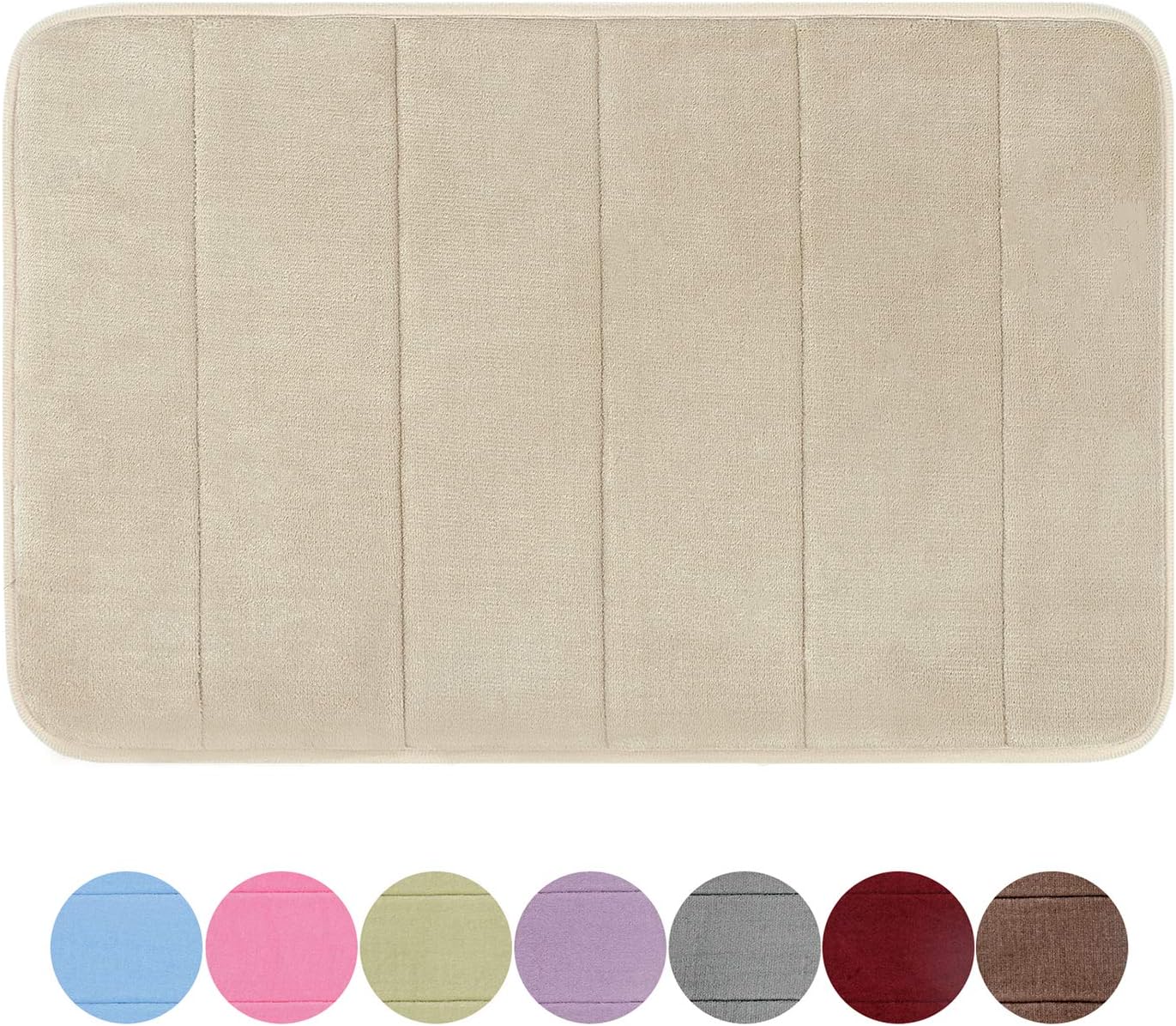 GRAND ERA Memory Foam Bath Mat Non Slip Absorbent Soft Velvet Microfiber Plush Shower Bathroom Rug Carpet, 20" x 44", Light Blue