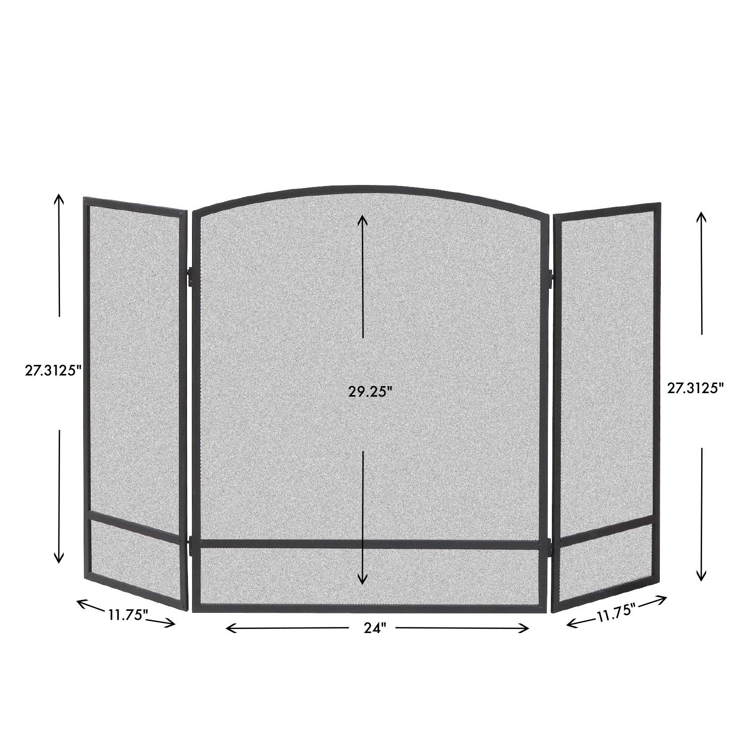 Panacea Products 15951 3-Panel Arch Screen with Double Bar for Fireplace, 29 Inch