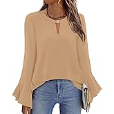 KISSMODA Womens Fashion Blouse Long Sleeve Casual Tunic Solid Basic Top Soft Breathable Tunic Tops 2026 Fall Trendy S-XXL