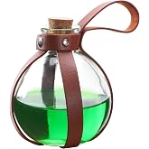 Spooktacular Creations Potion Bottles with Cork (Brown), Magic Glass Bottles prop with Cork Stopper and Faux Leather Loop Accessories for Halloween Mystic Witch Costumes Party
