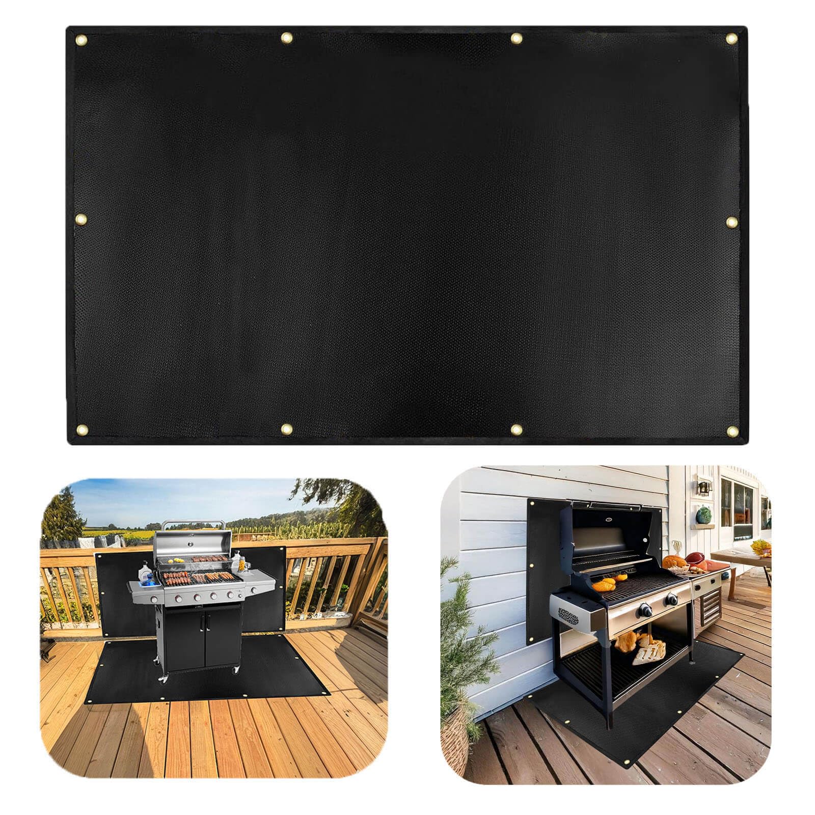 Photo 1 of 60x40''Grill Mats for Outdoor Grill, Fireproof Heat Shield for Grill, Protecting Deck Railing Wall from Grill Heat and Oil Stain,Prevent Fence and Wall from Being Blackened by BBQ Smoke.
