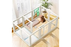 FXW AuraSpace Acrylic Indoor Dog Playpen for Puppies and Small Dogs, 24 Inch, 12 Panels, White