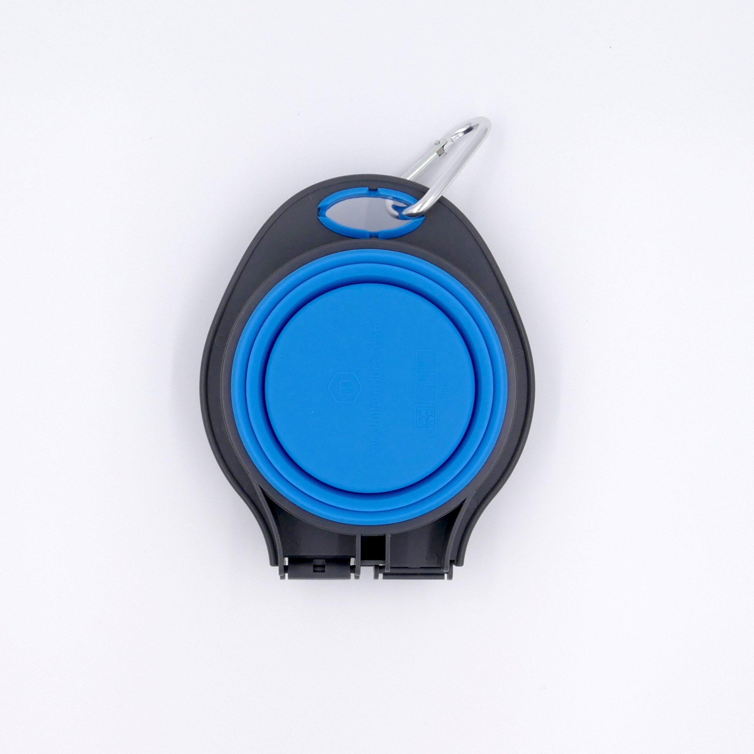 Mindfull Products Collapsible Double Pet Bowl Set, Includes Carabiner Clip, Blue