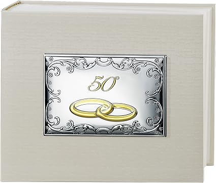Album Portafoto Tela Panna 50 Anniversario Matrimonio Nozze D Oro Cm 25x20 Placca Rettangolare Centrale Tema Barocco Bi Laminata Argento Rifinita Made In Italy Amazon It Casa E Cucina