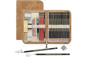 Heshengping, Sketching and Drawing Pencils Set 26pcs, Art Supplies Drawing pencil Kit,Graphite Charcoal Professional Pencils Set, Adults Beginners Artist