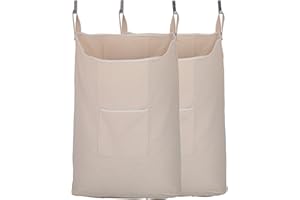 GORISEN 2 pack Laundry Collector, Laundry Hamper, Door Hanging Laundry bag with hooks (Beige, 2PC X 65Liters)