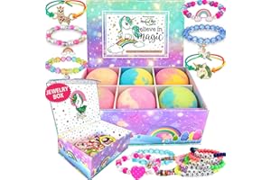 MINERAL ME CALIFORNIA Bath Bombs for Kids with Surprise Inside, Unicorn Bath Bombs for Girls with Jewelry & Jewelry Box for Kid - Organic, Skin Moisturizing, Natural Bubble Bath, Stocking Stuffers Christmas Gift for Girls
