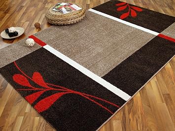 Designer Teppich Softstar Country Rot Braun Blumen In 3 Grossen