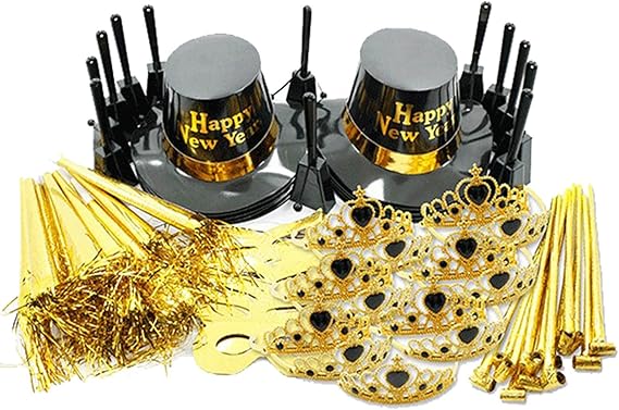 Amazon.com: New Years Ultimate Gold Party Kit for 25: Arts, Crafts & Sewing