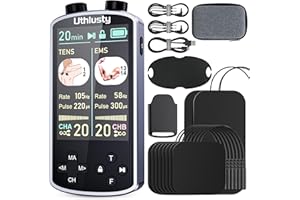 UTHLUSTY TENS Unit Muscle Stimulator with Color Display,Dual Channel TENS EMS Machine with Customizable Frequency&Pulse Width,36 Modes,20 Intensity Levels,Rechargeable Pain Relief Device–Black(Button Layout B)