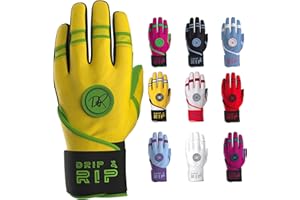 Drip & Rip Baller Series - Youth Batting Gloves + Adult Batting Gloves - for Softball and Baseball - Long Cuff Leather Style for Adult and Youth