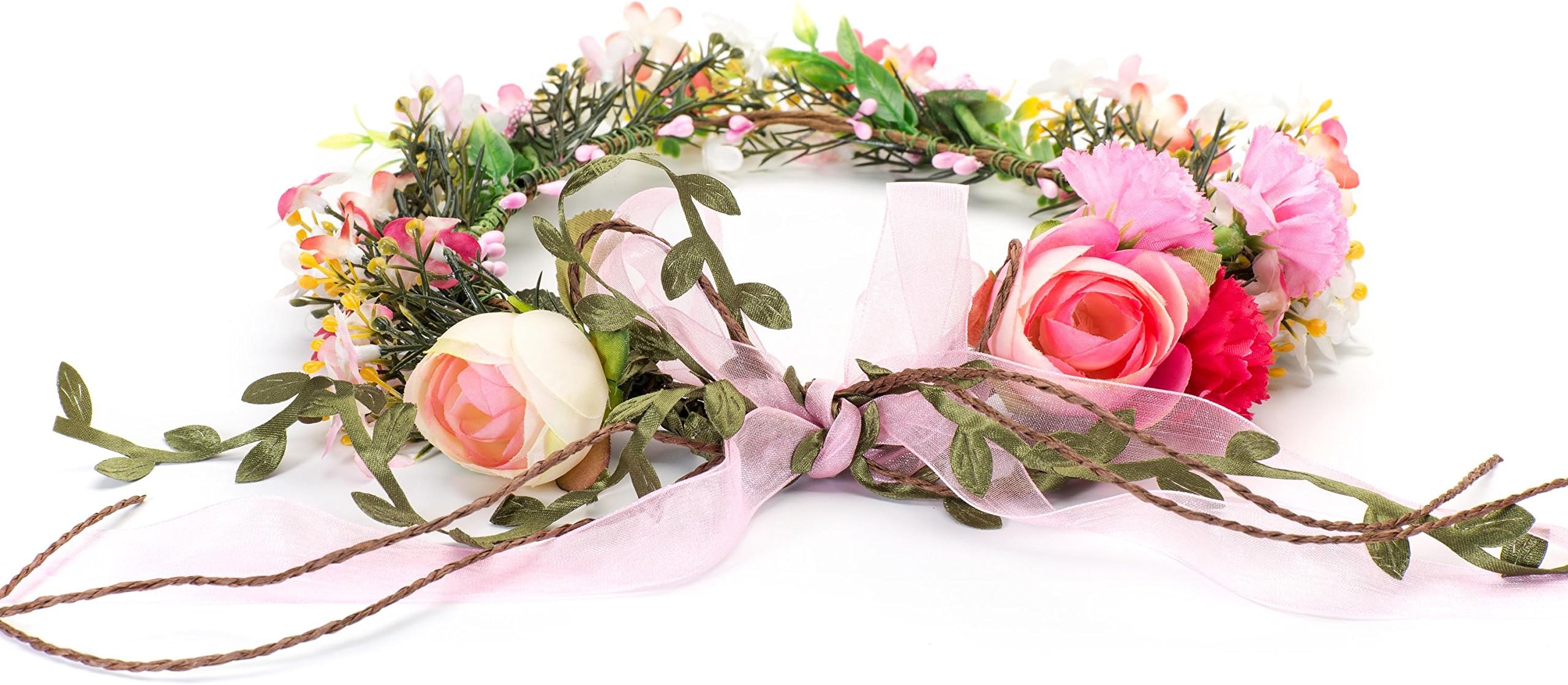 OKBO Women/Girl Artificial Silk Yarn Flower Garland Hair Accessories,Bridal Wedding Honeymoom Lei Flowers Special Occasion Outdoor Wreaths Party Hen Night and Beach Party Adults or Kids