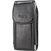 Hengwin Genuine Leather Cell Phone Holster Fits for iPhone 16 Pro Max 15 Pro Max 14 Pro Max 13 Pro Max Samsung Galaxy A15 S25 Edge S24+ S23+ Holster Case with Belt Clip Phone Pouch Belt Holder (Black)