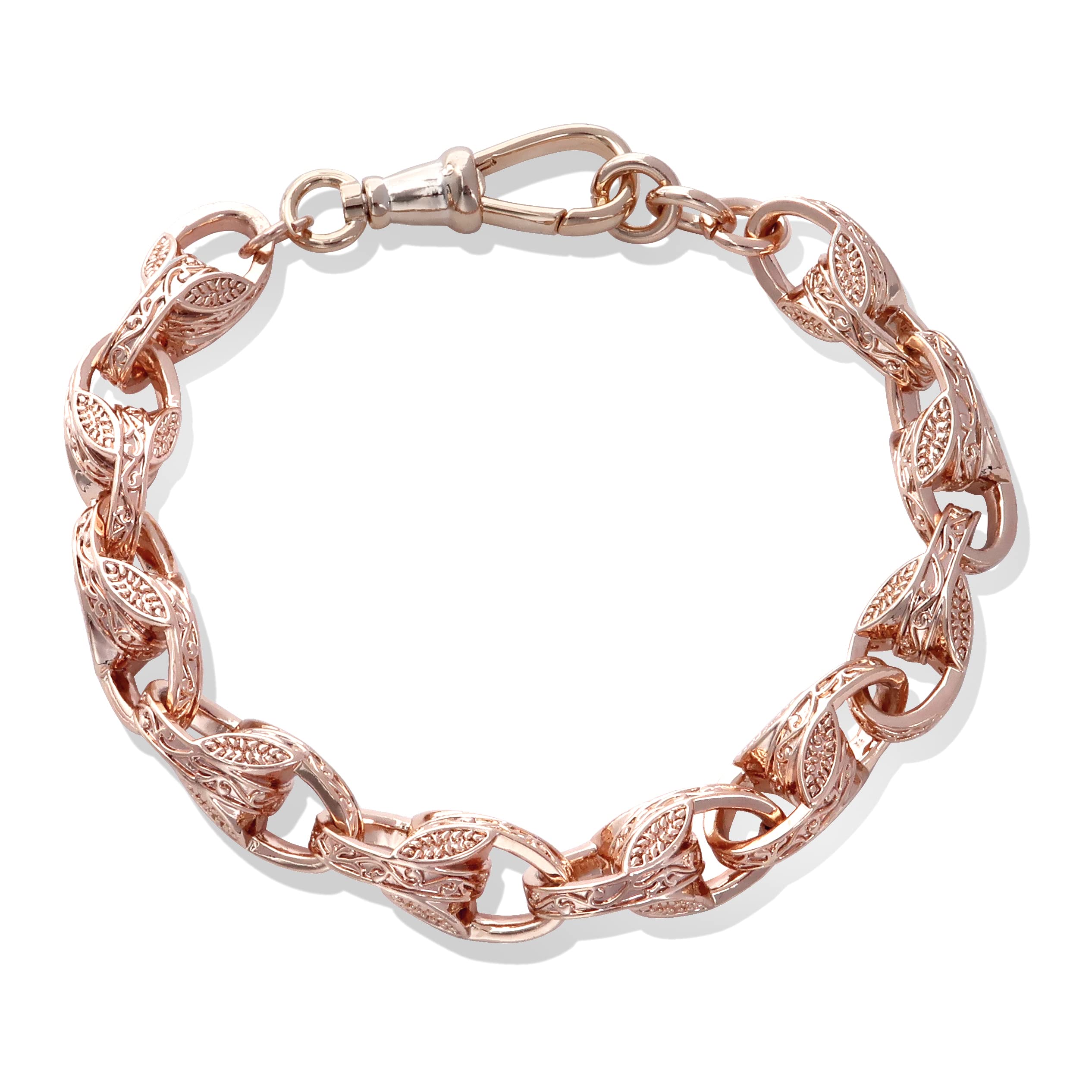 THE BLING KING 10mm Rose Gold 3D Tulip Style Bracelet, Adjustable Bracelet with Luxury Finish and Detailing Premium Jewellery (Length: 8 to 9 Inches, Weight: 44 Grams)