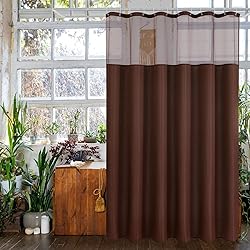 Gibelle Waffle Weave Shower Curtain with Mesh Top