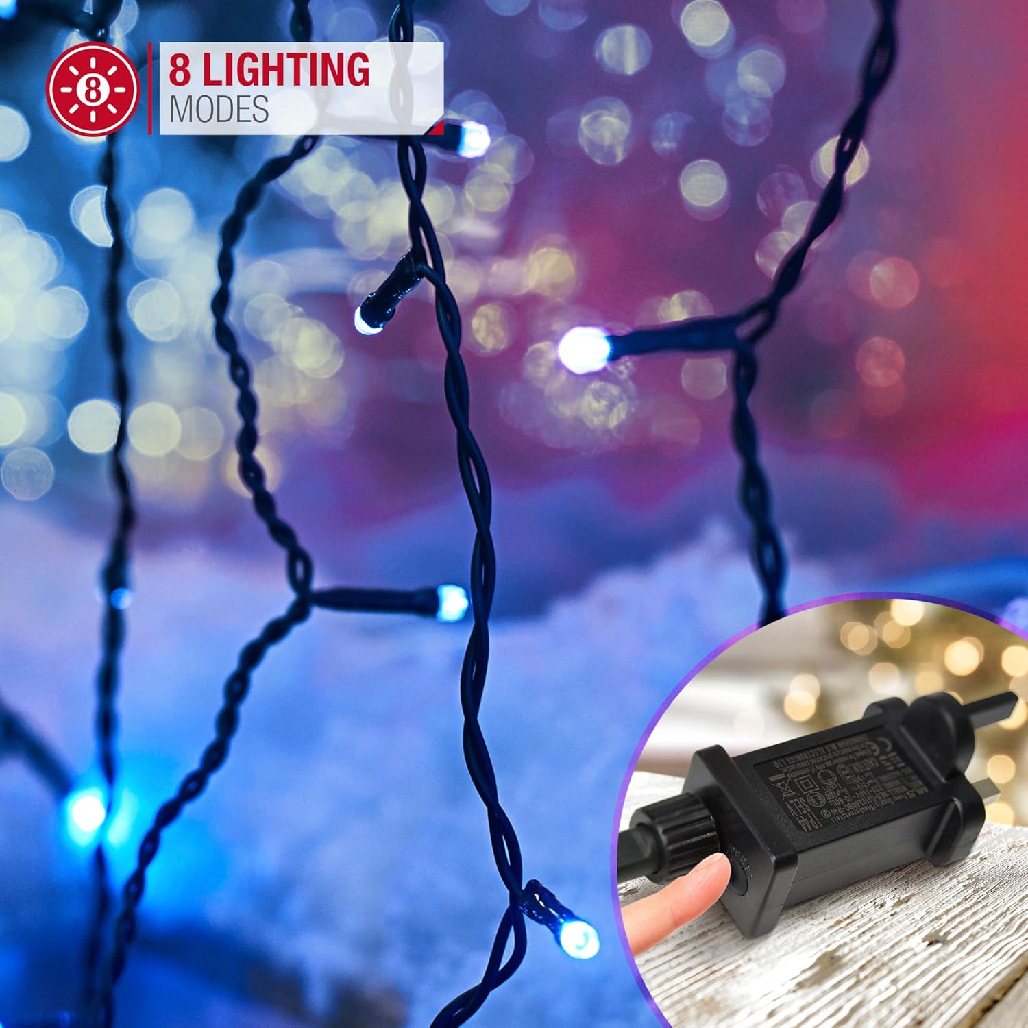 NETTA Icicle Lights Outdoor Christmas 240 LED 7.5m Lit Length, Cool White LED Icicle Fairy House Lights with Memory - Image 4