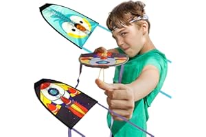 Novelty Place 2 Pack Thumb Ejection Kite Toy - Kite Launcher Slingshot Catapult Kites for Boys Girls Kids & Teens, Mini Beach Kites Easy to Launch and Fun Outdoor Flying Experience(Bird,Rocket)