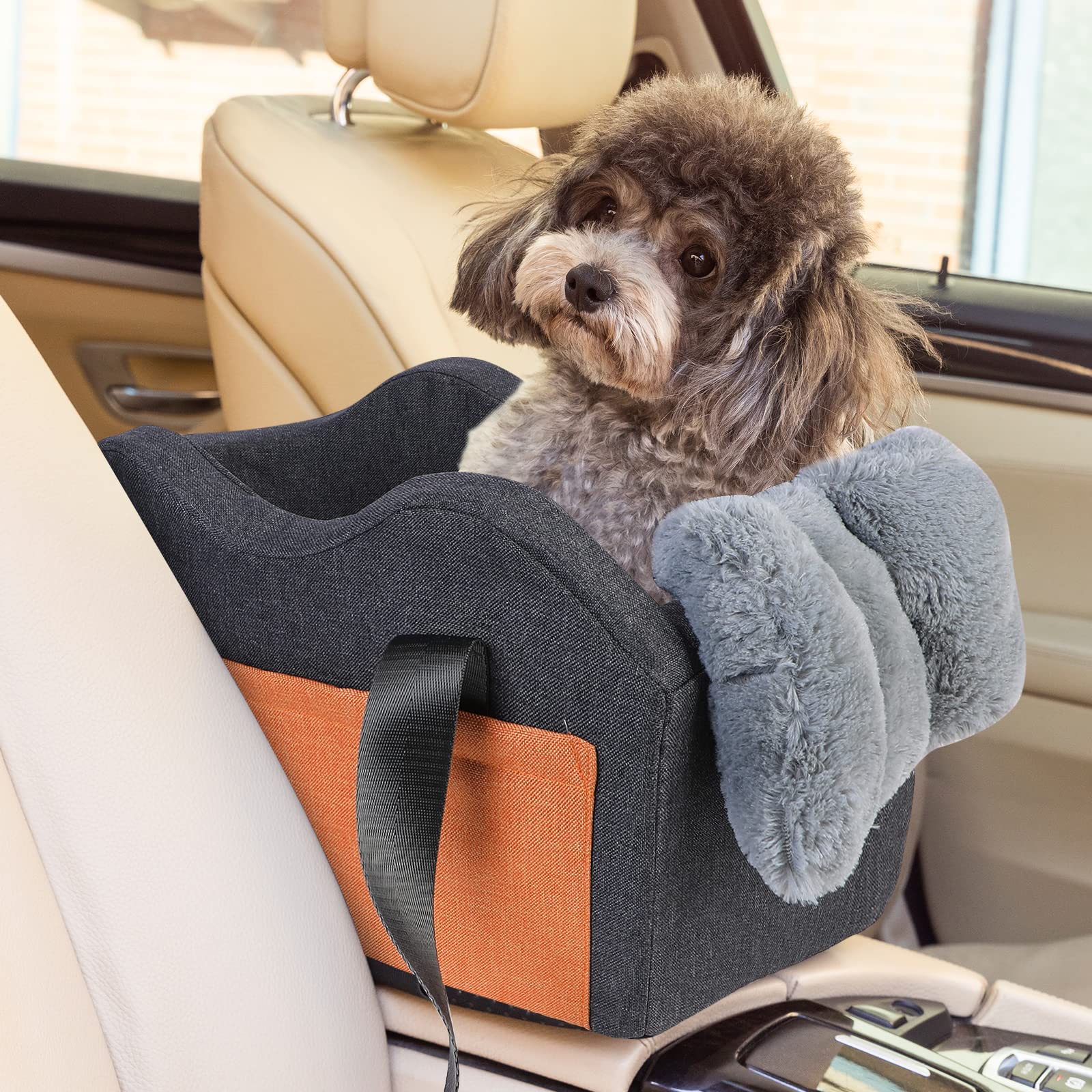 Photo 1 of Dog Car Seat for Small Dog Center Console Seat Pet Booster Seat for Car Puppy Small Dogs(Dark Gray)