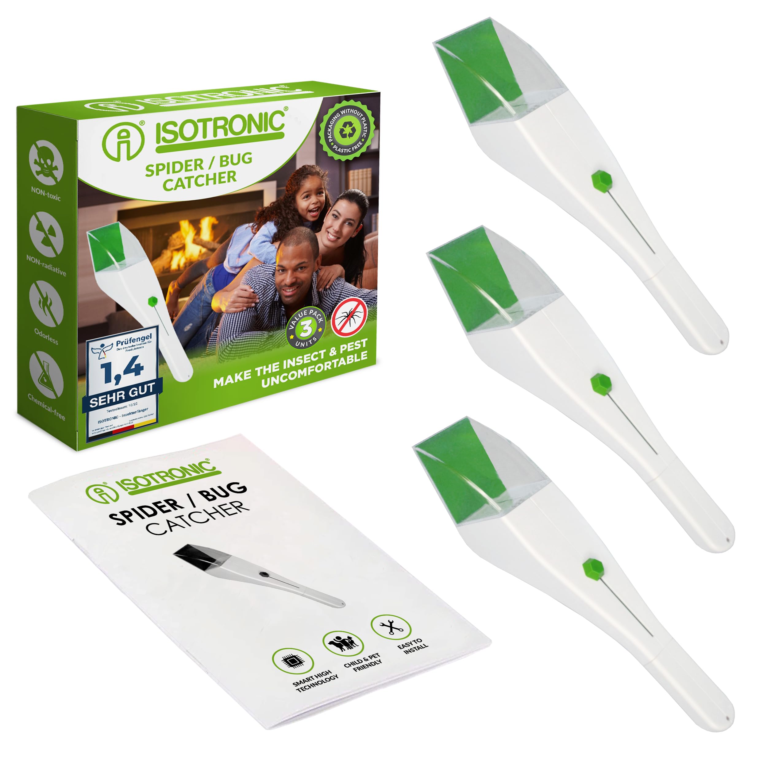 ISOTRONIC Bug Insect Spider Catcher with Magnifier Set of 3