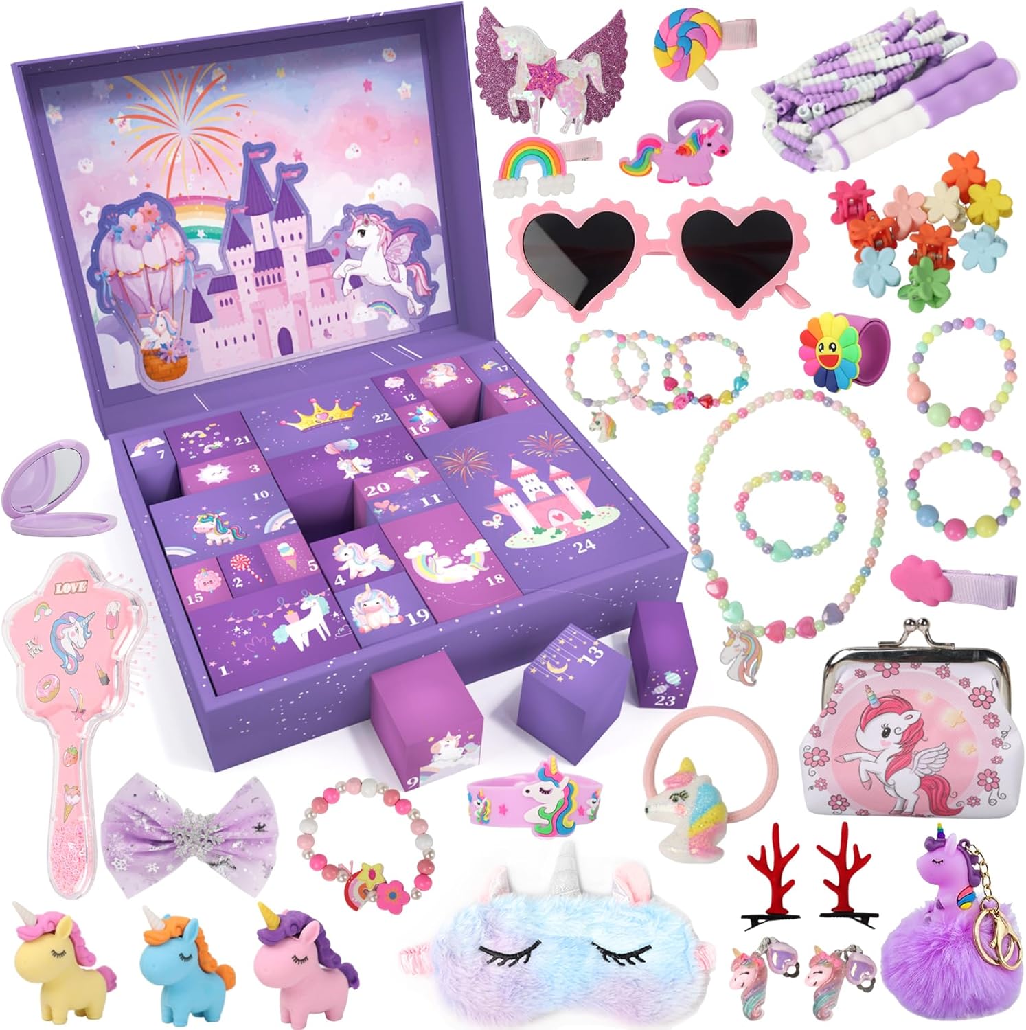 Advent Calendars - Advent Calendar 2023 Girls - Unicorn Gifts for Girl 24 Days Xmas Count Down Box, Countdown Calendar Surprises Gifts for Daughter and Granddaughters, Christmas Gifts for Kids Toddlers
