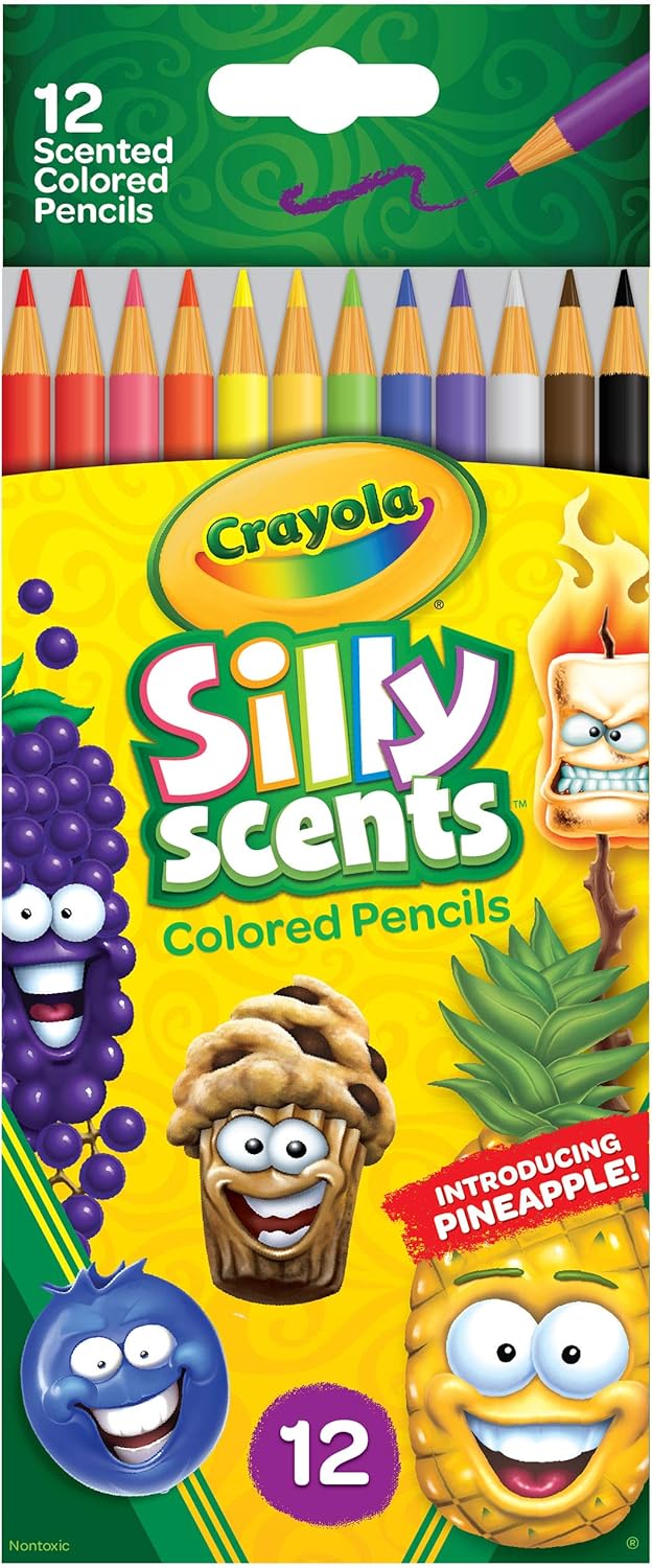 Crayola Silly Scents Scented Colored Pencils, Gift for Kids, 12ct, Assorted, 0.3 x 3.5 x 8.4 inches: Toys & Games