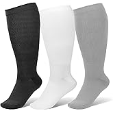 3 Pairs Wide Calf Compression Socks for Women And Men, Plus Size Support Stockings for Circulation, 15-20mmHg Knee High Socks