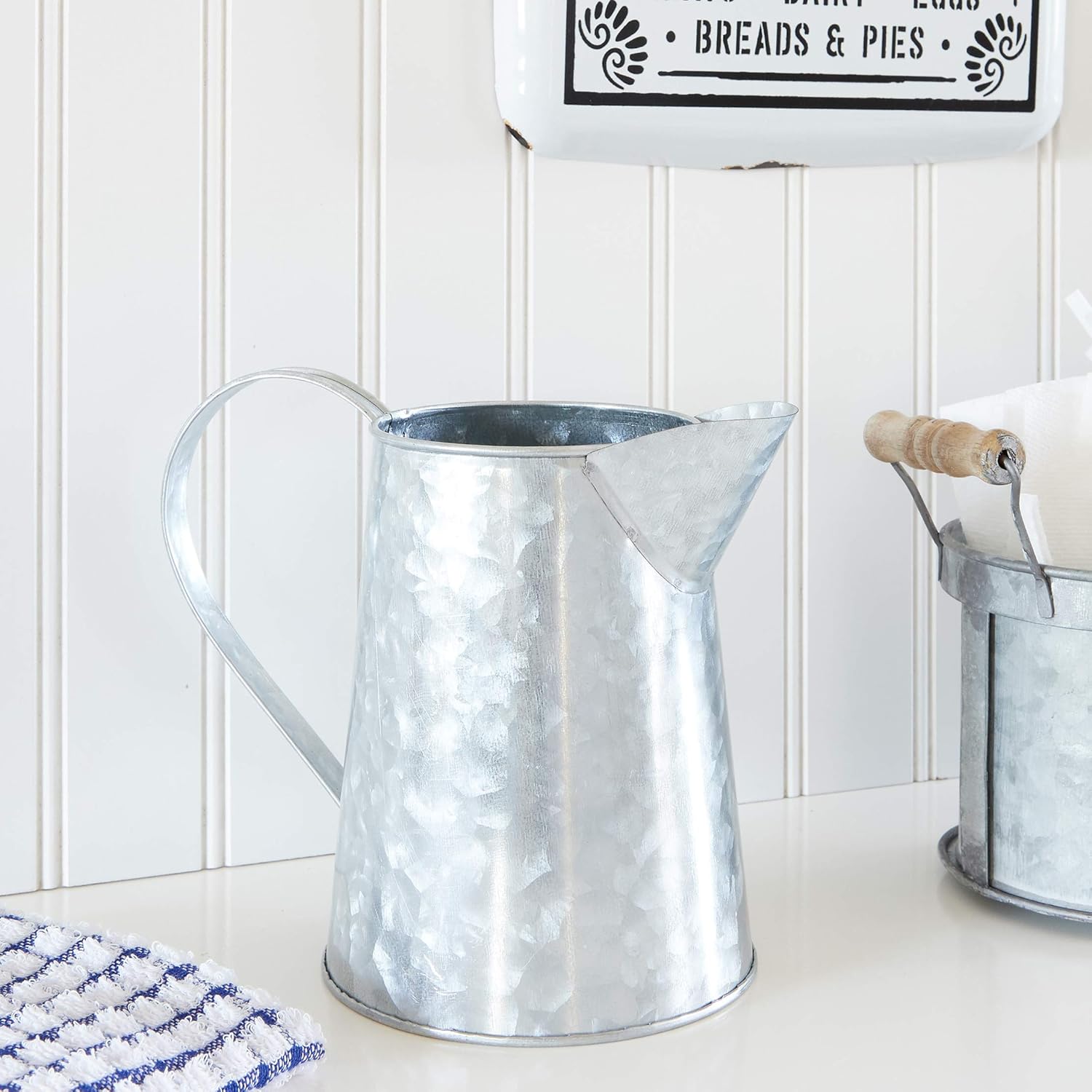 Galvanized Metal Jug for Home Decoration (6 Inches, 2 Pack) : Garden & Outdoor
