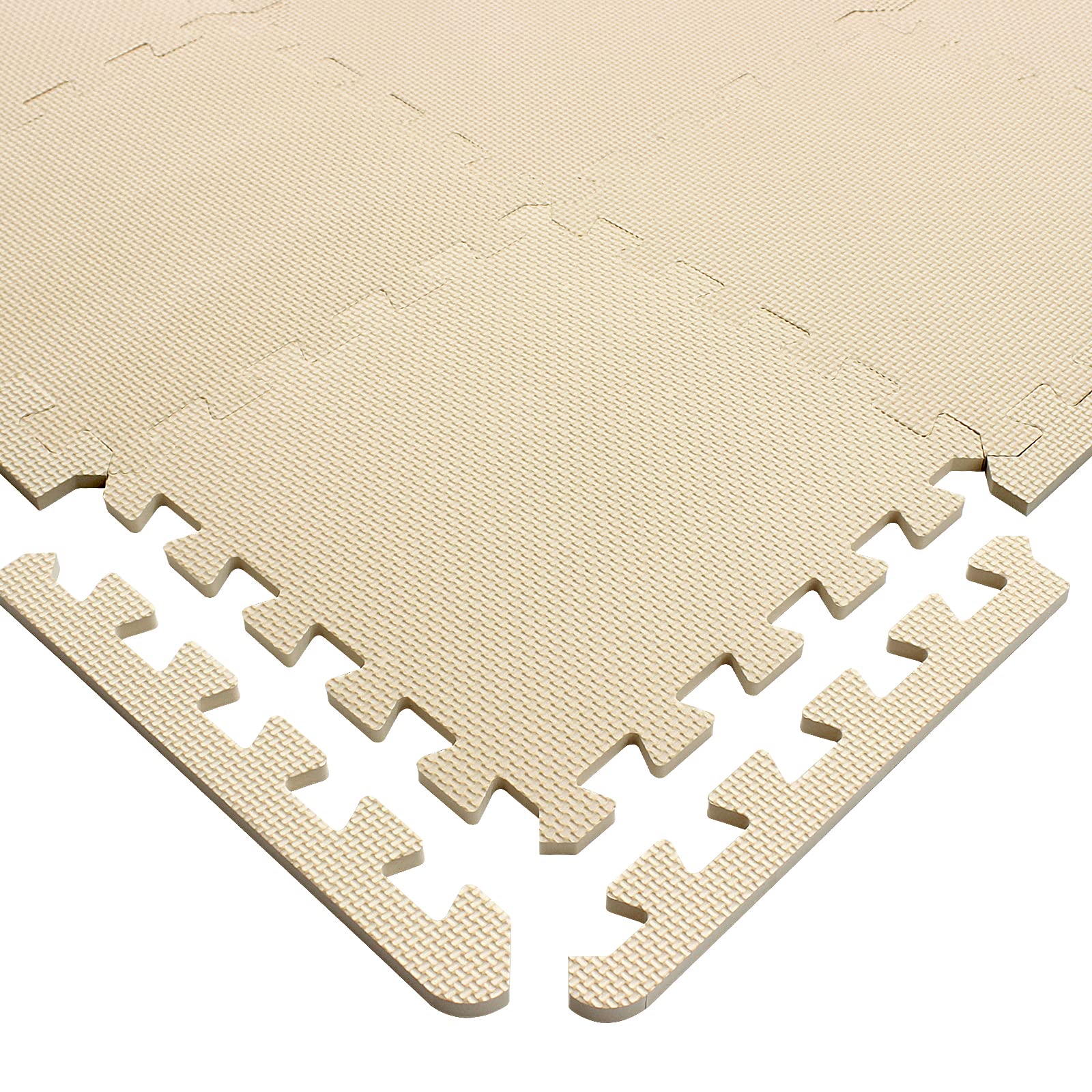 Yostrong® 18 Tiles Interlocking Puzzle Foam Baby Play Mat with Straight Edges for Playing - EVA Babies Crawling Mat | Rubber Floor Work Out Mats for Home Gym. Beige. YOC-Jb18S18