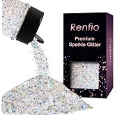 Renfio 3D Bubble Glitter,1.76oz/50g Opal White Iridescent Chunky Glitter | Holographic Fisheye Fine Powder Mixed Round Sequins for Snowglobe Tumblers,Expoy Resin,DIY Crafts,Festival Decor,Nail,Slime