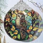 Owl Stained Glass Orament - Christmas Ornament - Christmas Decorations for Tree - Holiday Present ldeas - Gift Exchange