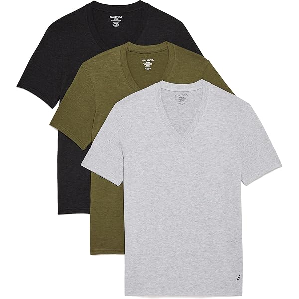 Nautica Men's 3-Pack Cotton Stretch V-Neck T-Shirt, White