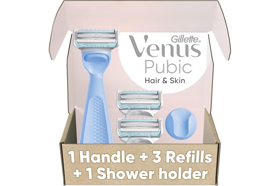 Gillette Venus Intimate Grooming Women's Razor for Pubic Hair and Skin, Bikini Razor, Handle + 3 Razor Refills
