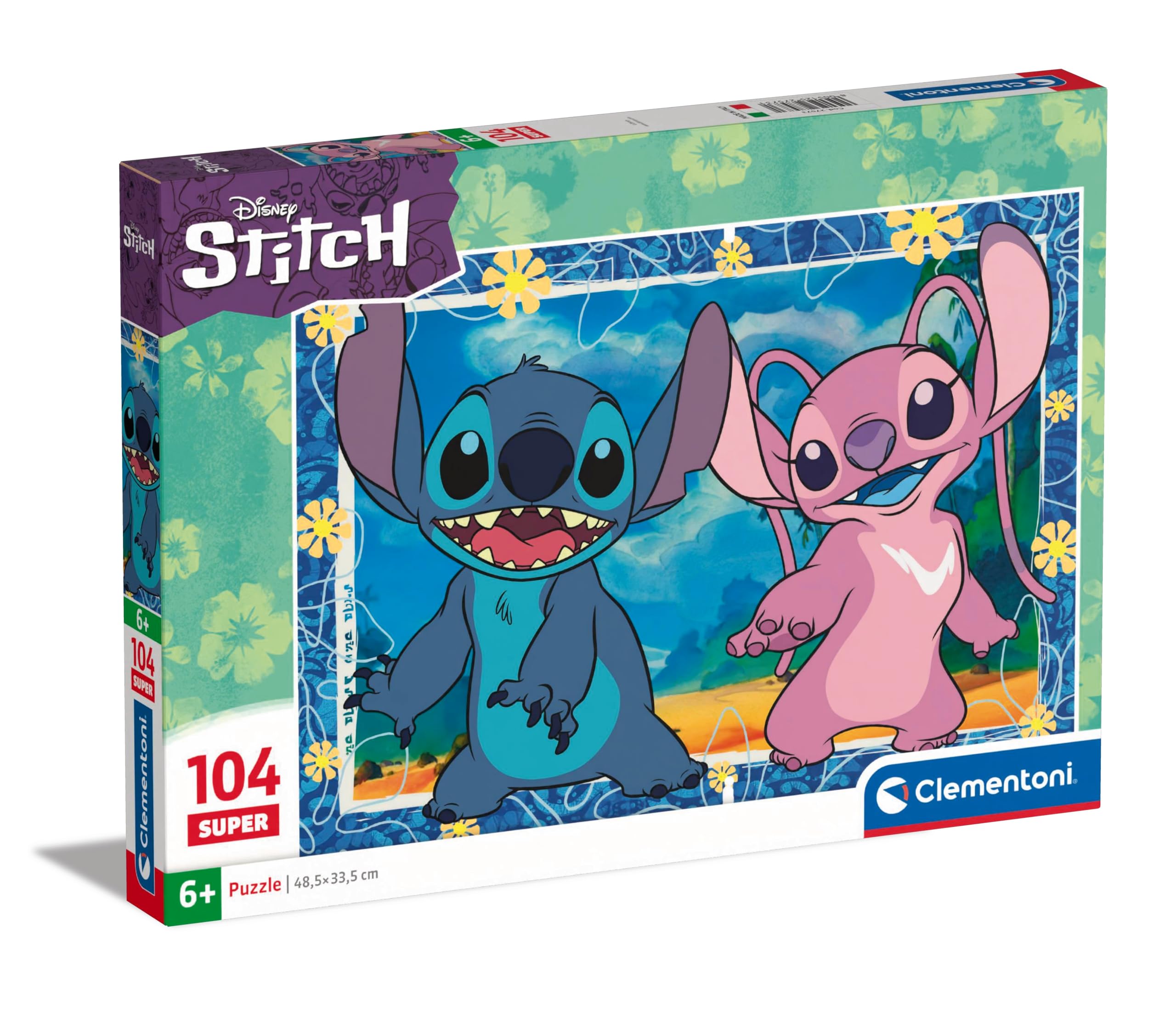 Clementoni - 27572 - Supercolor Puzzle - Super Disney Stitch - 104 Pieces| Puzzle Cartoon| Made In Italy