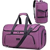 Vessgra Convertible Garment Bag with Shoulder Strap, 58L capacity Garment Duffle Bags for Travel 4 in 1 Foldable Carry on Garment Bags Suit Bag with Shoes Compartment Garment Bag for Men Women,Purple