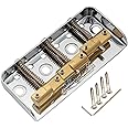 Wilkinson WTBS Short Tele Bridge Assembly with 3 Compensated Brass Saddles for Vintage Humbucker Fender American Vintage/Mexican Vintage Telecaster Style Electric Guitar, Chrome