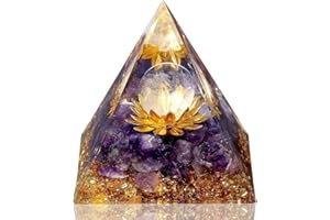 LAIDANLA Amethyst Orgone Pyramid Healing Crystals Orgonite Pyramid Flower of Life Positive Energy Spiritual Reiki Gemstone Pyramid for Anti-Stress Inspirational Attracts Success Decor Gifts