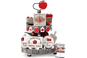 FairySandy 19 Pcs Vintage Fall Tiered Tray Decor Autumn Farmhouse Home Decorations Set Fall Wood Tray Decor Autumn Thanksgiving Day Decorative Sign for Tabletop Kitchen Office Decorations