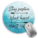 Positive Round Mouse Pad, Blue Small Mouse Pad with