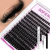 SOFENIDA Lash Clusters Kit 80D Lash Clusters Kit 10-18mm Volume Eyelash Clusters D Curly Cluster Eyelash Extensions 3D Wispy Lashes Cluster DIY Lash Extension Kit(80D-10-18MIX Thick Kit)
