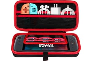 Lebakort Storage Case Compatible with Nintendo Switch 2 (Black + Neon Red Case)