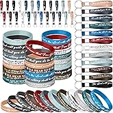 Ecation Bible Verses Bracelets Bulk Scripture Silicone Religious Bracelets Motivational Quote Rubber Wristbands Inspirational Christian Keychain for Party Favors(Classic,Colorful,72 Pcs)
