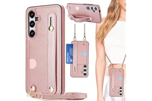Ysnzaq for Samsung Galaxy S25 FE Wallet Case, Crossbody Lanyard Case with Card Holder, Adjustable Shoulder Strap Wrist Strap 