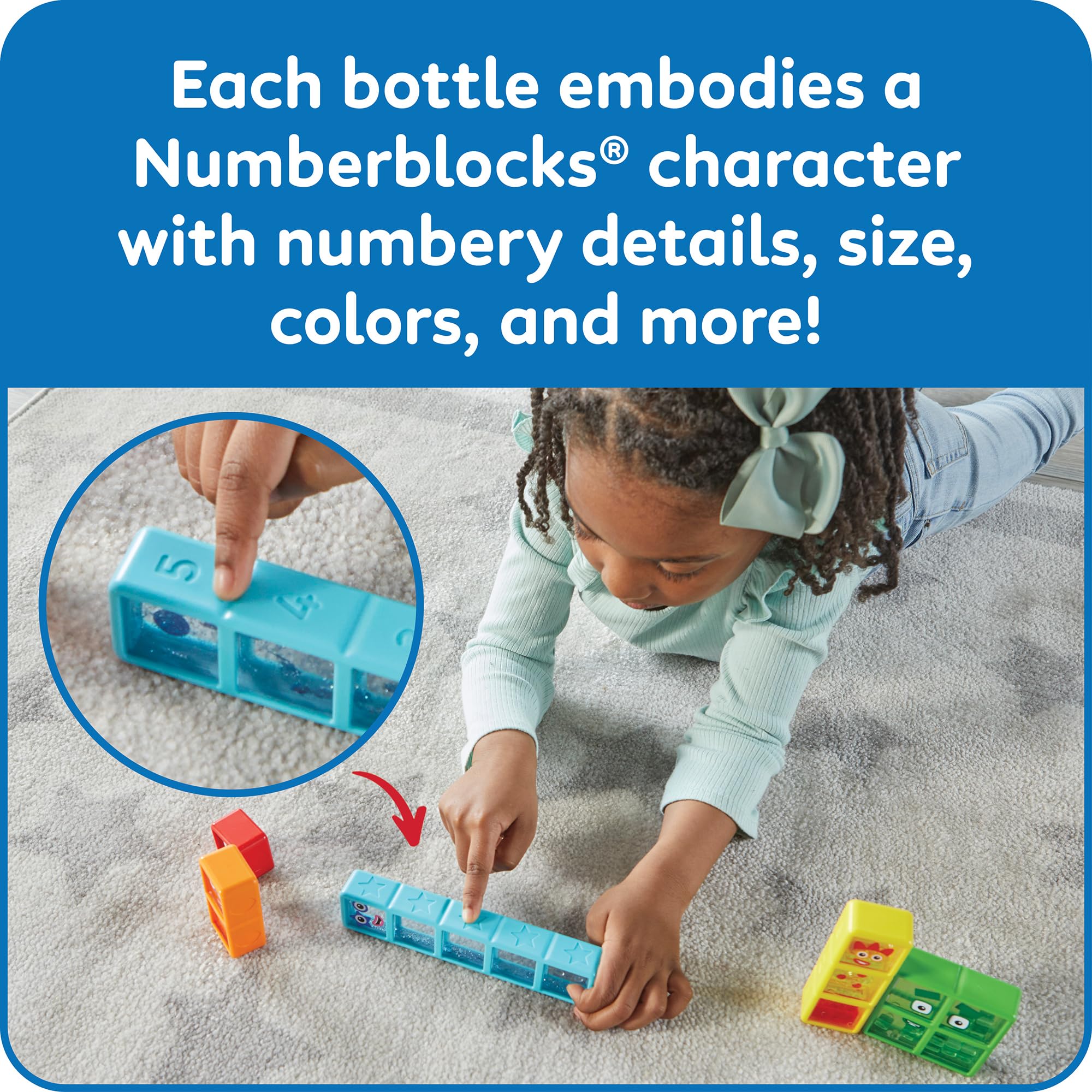 hand2mind Numberblocks One to Five Sensory Bottles, Numbers for Toddlers, Counting Toys, Calming Sensory Fidget Toys, Calm Down Corner Supplies, Social Emotional Learning, Birthday Gifts for Kids