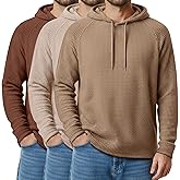August Alley 3 Pack Men's Big and Tall Hoodies Sweatshirts Waffle Knit Long Raglan Sleeve Casual Pullover Drawstring Shirts