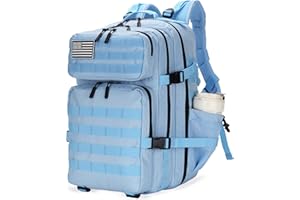 Lovelinks21 25L Tactical Military Backpack Small Travel Backpack for Men and Women Assault Pack Bug Out Bag Molle Daypack Gym Bag with Bottle Holder (Light Blue)