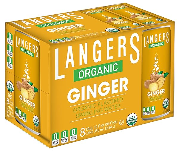 LANGERS ORGANIC FLAVORED SPARKLING WATER, GINGER, 12 FL OZ (PACK OF 8)