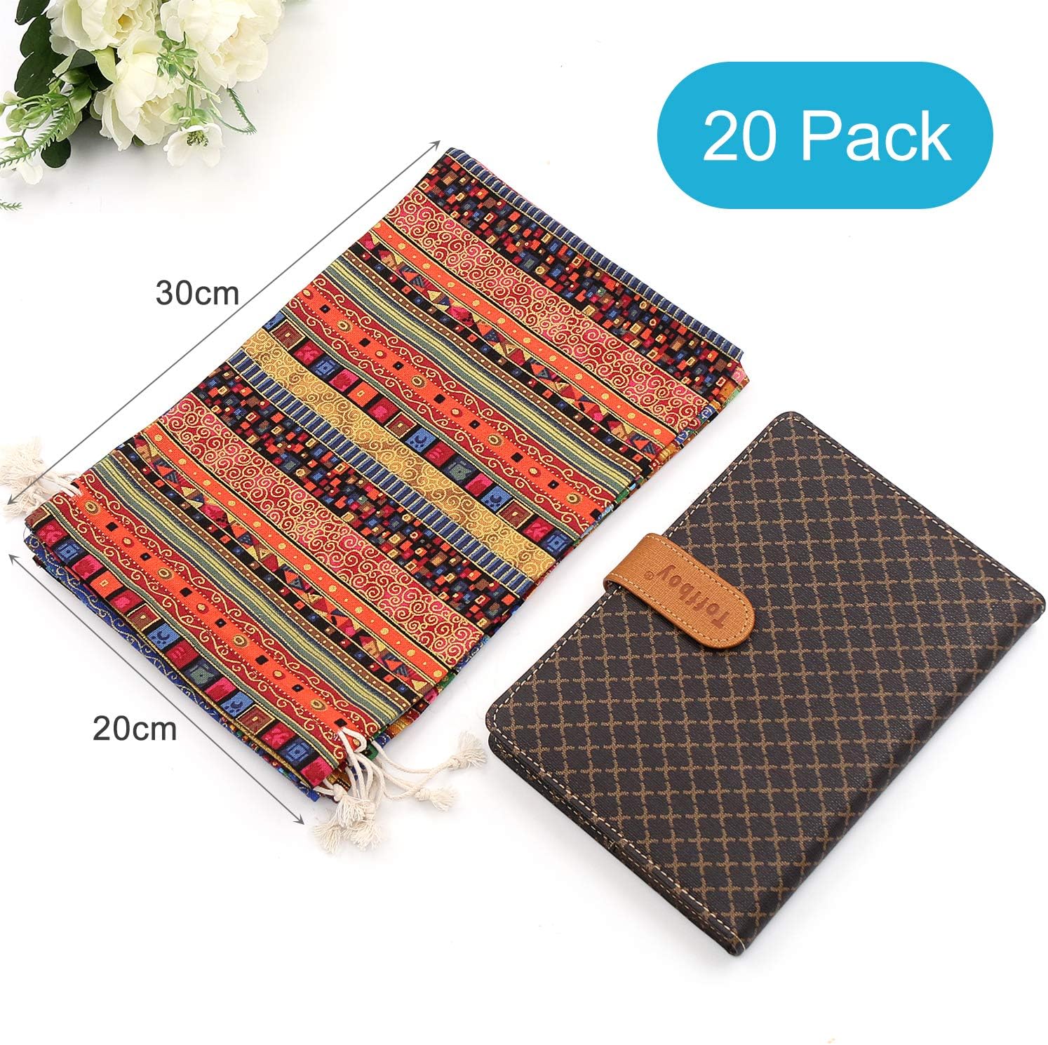 SumDirect 20Pcs Egyptian Ethnic Style Linen Burlap Bag - Image 3